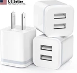 Usb Wall Charger, Luoatip 3-PACK 2.1A 5V Dual Port Cube Medium, Model: XT5549. Fixed Price $32.15.