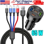 Port 65W Super Fast Car Charger Adapter& 4-IN-1 Cable For Iphone 16 15 Pro Max. Fixed Price $11.99.
