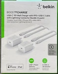 Belkin Mfi-certified 20W Fast Wall Charger + Usb-c Lightning Cable (2PK) New !!!. Fixed Price $24.75.