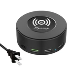 Wyssay 75W 6-PORT Desktop Charging Station With Wireless Charger Black. Fixed Price $40.99.