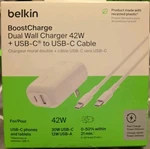 Belkin Boostcharge 42W Dual Wall Charger + Usb-c To Cable New. Fixed Price $27.97.