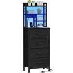 Furnulem Tall Nightstand, Led With Charging Station Usb Ports.... Fixed Price $129.29.