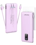 Charmast Portable Charger With Built-in Cables & Wall Plug, 10000MAH Purple. Fixed Price $40.98.